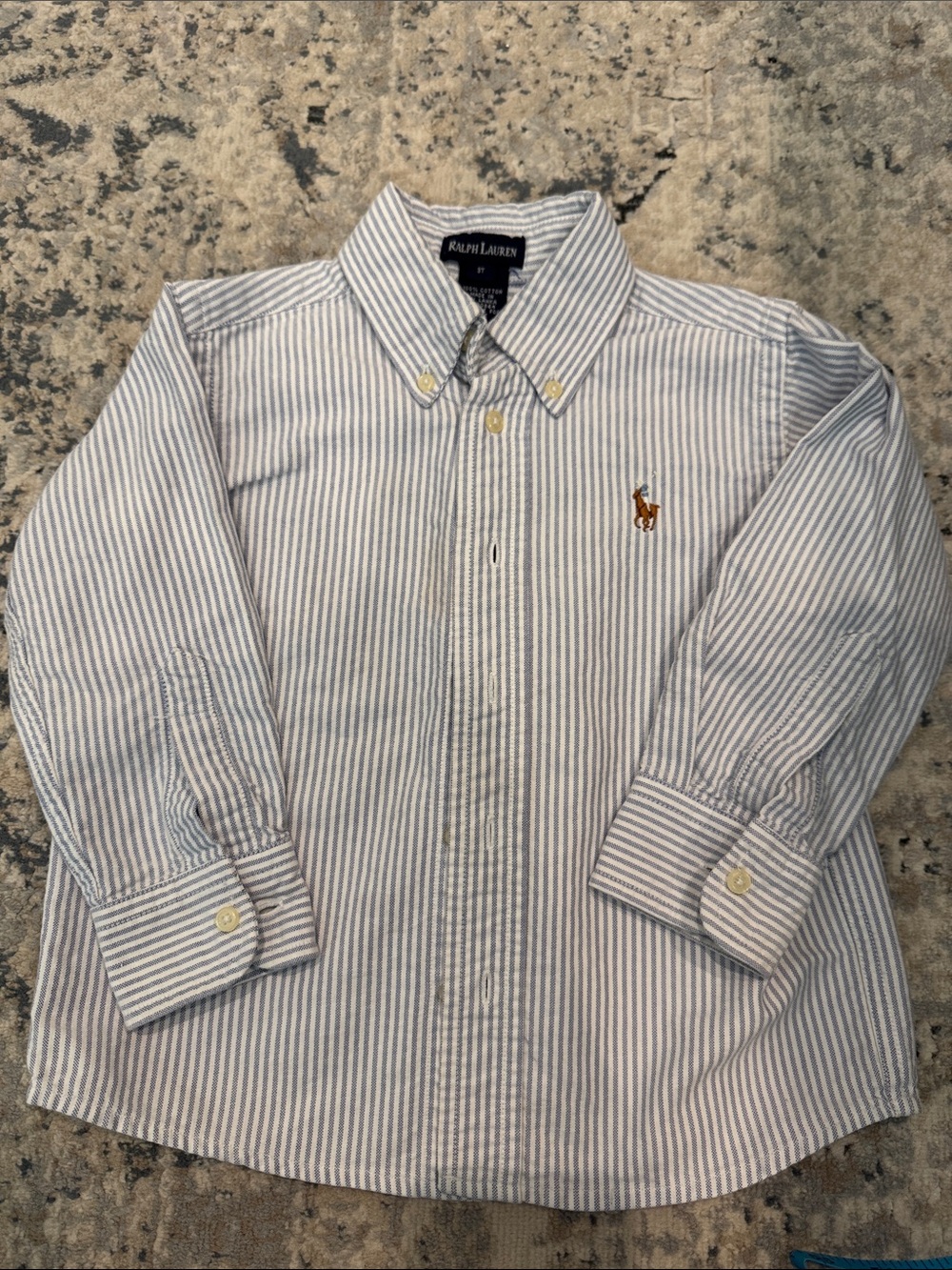 Ralph Lauren Light Blue and White Striped Button-Down Shirt
